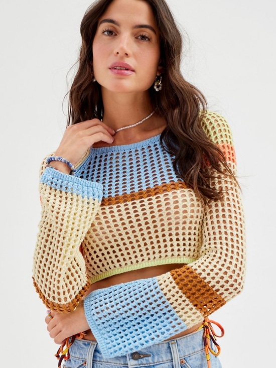 Urban Outfitters Tops - Urban Outfitters Chloe Cropped Open-Knit Sweater